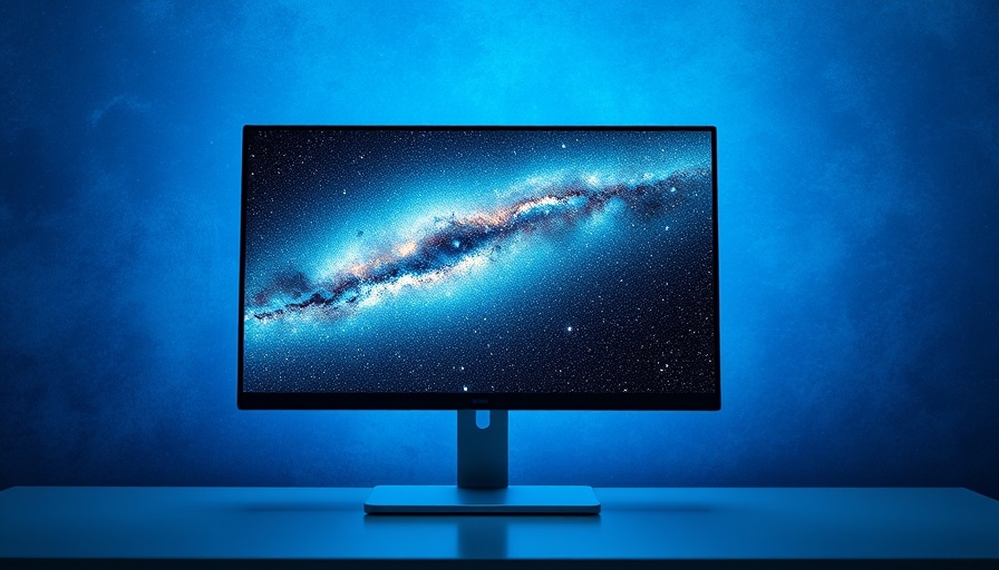 Galactic image on a computer reflecting space business opportunities.