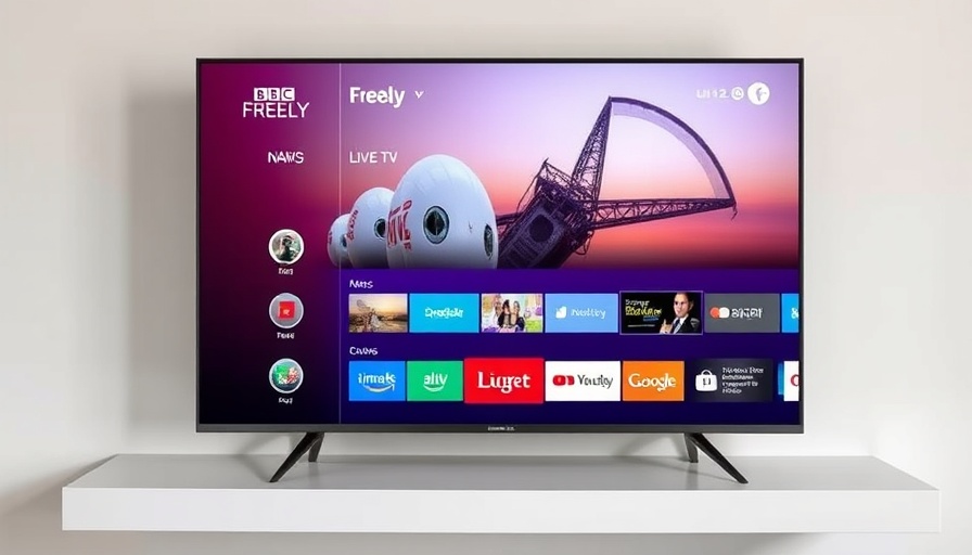 BBC Freely TV streaming box interface on modern flat-screen TV.