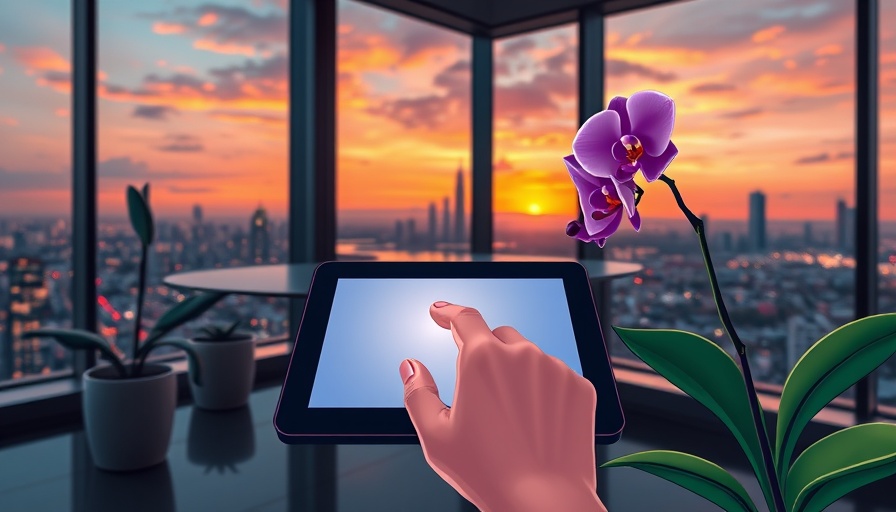 Colorful AI news tablet interface in modern setting