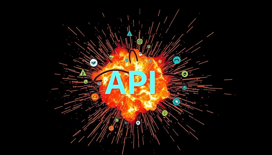 API explosion concept with dynamic speech bubbles and lit fuse bomb.