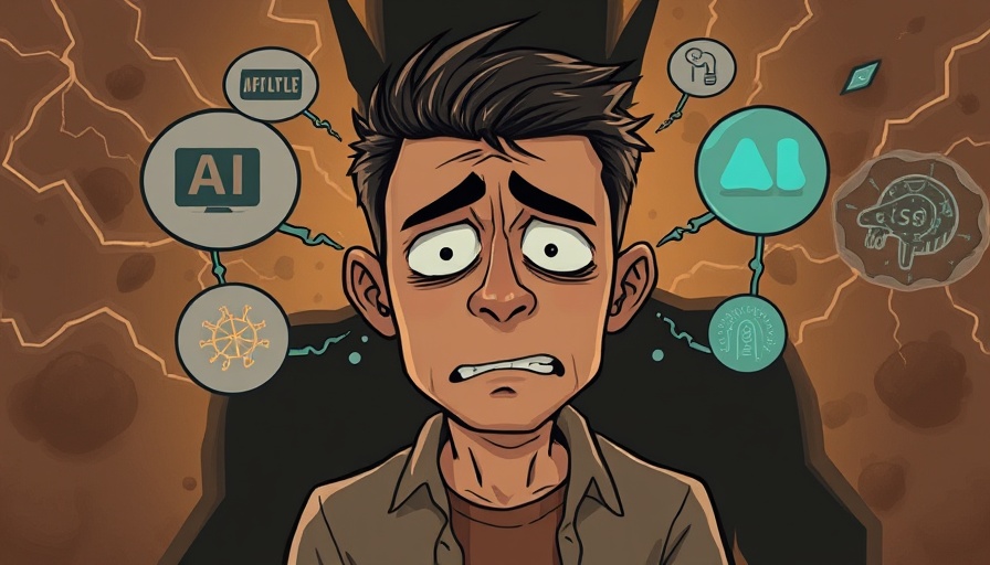 Cartoon depiction of AI psychosis impact on mental health.