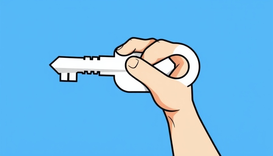 Simple illustration of a hand holding a key on a blue background, AI models approved for FedRAMP and DoD.