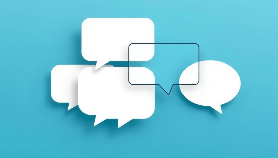 Minimalist overlapping speech bubbles on blue, affective conversations with AI.