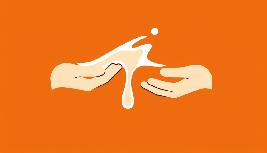 Abstract illustration of hands holding liquid on terracotta background, Claude tools directory.