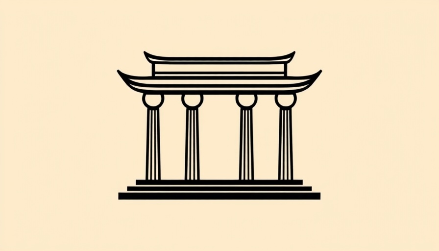 Illustration of a temple-like structure symbolizing America’s AI Action Plan.