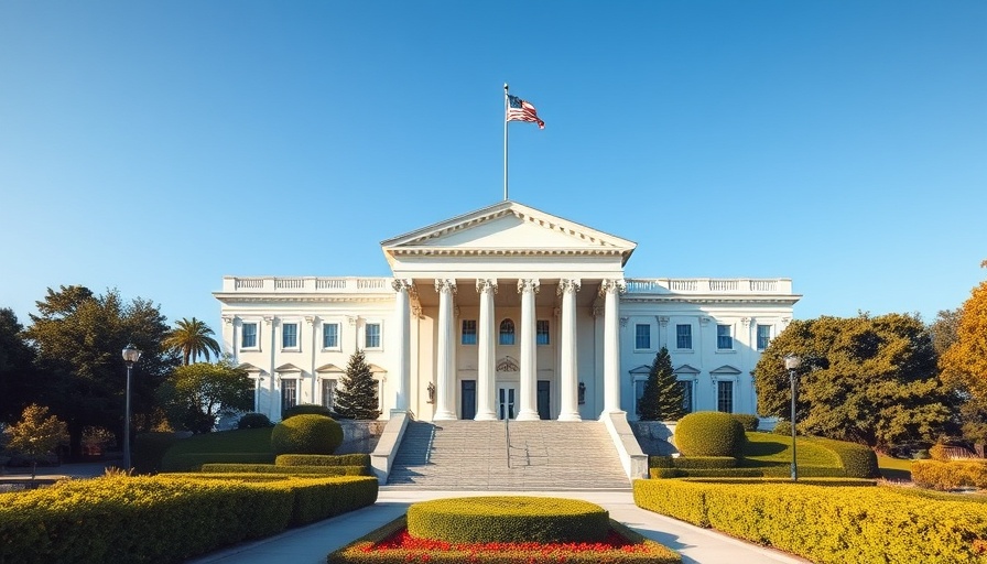 Iconic white neoclassical building with large columns and flag.