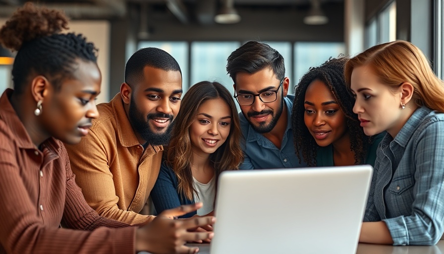 Diverse team collaborating on successful AI adoption.