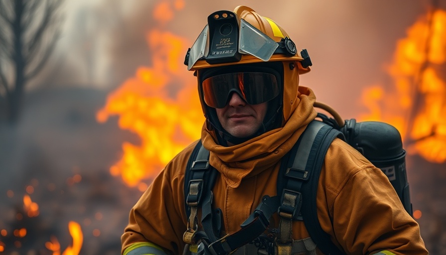 Firefighter battling blaze, AI in wildfire management