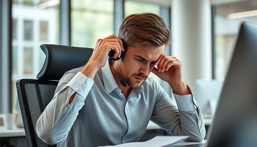Stressed employee in office highlighting burnout trends.