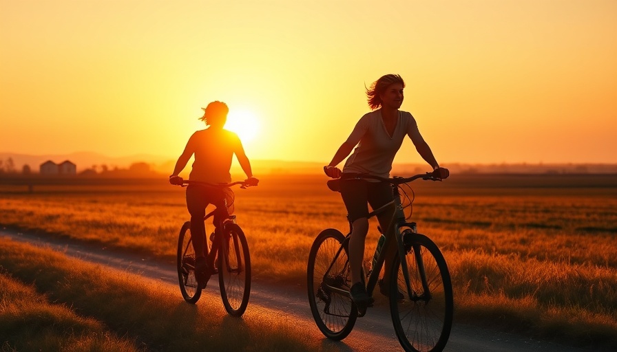 Silhouetted couple cycling during sunrise on a parental offsite.