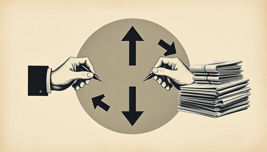 Graphic design of leadership during change with arrows and pens.