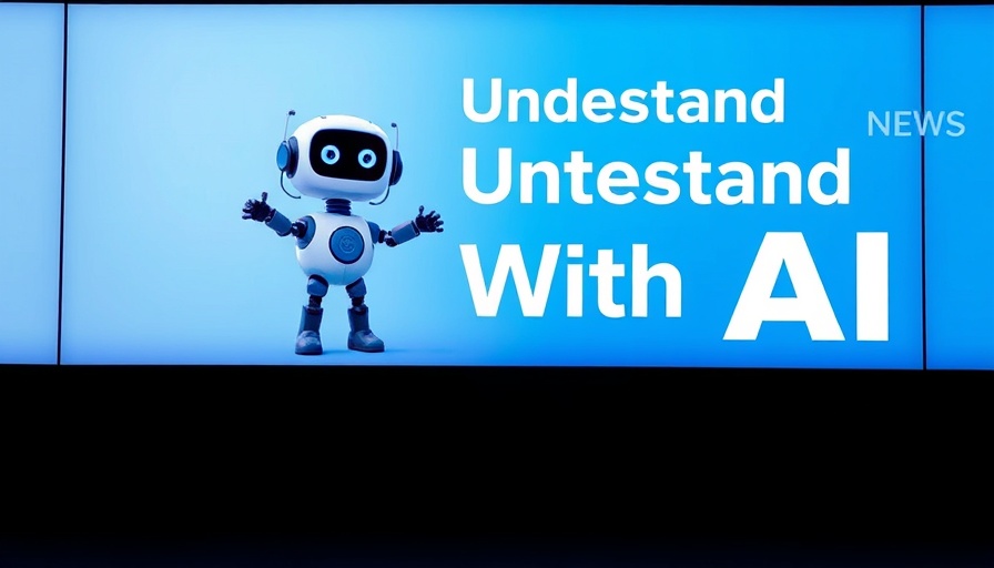 Innovative AI interface promoting news understanding, bold design