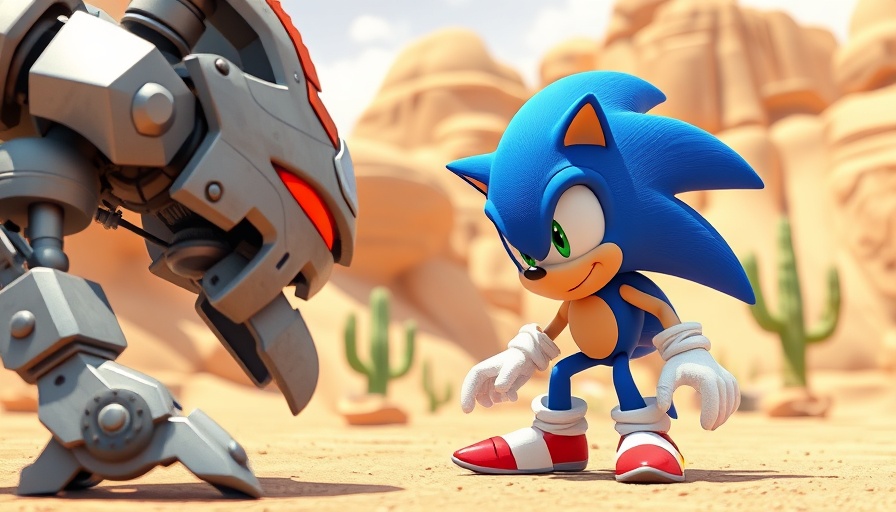 Sonic Mania 2 Prototype Artwork: Sonic vs robotic foe in desert scene.