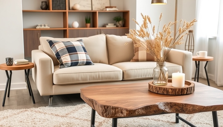 Stylish home office decor with cozy beige sofa and modern accents