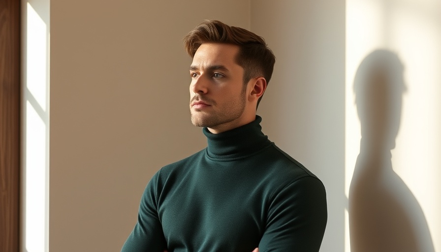 Confident man in green turtleneck against light wall, artificial intelligence news