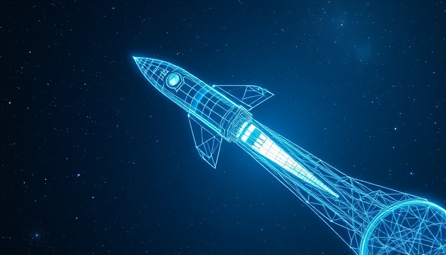 Futuristic rocket in digital space symbolizing future of work automation.