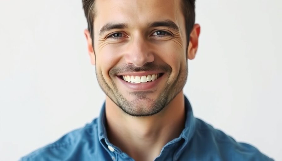 Close-up of a smiling man's face, AI Startup Funding image.