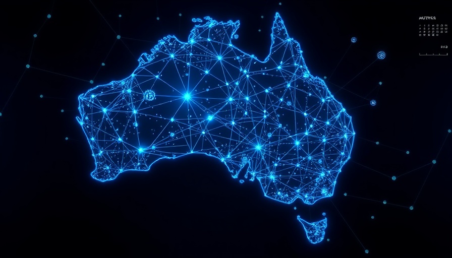 Futuristic map of Australia's large language model networks
