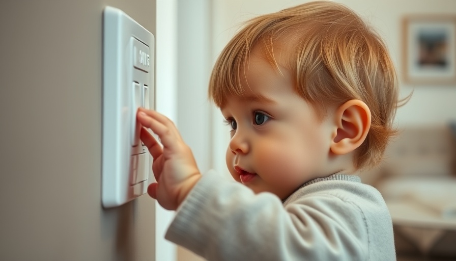 Curious toddler learning about a light switch in a home setting.