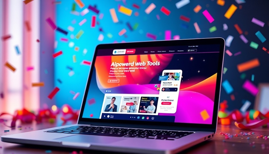 AI-powered digital ad showcasing website creation tool with confetti.