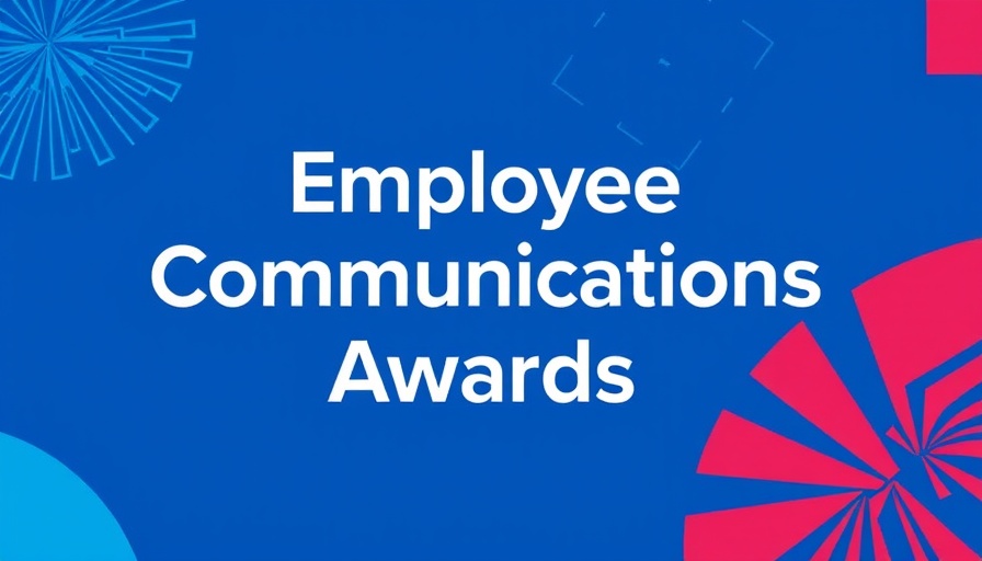 Employee Communications Awards bold graphic text with radial design.