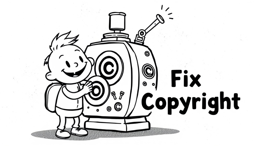 Supreme Court Copyright Liability: Vintage cartoon fixing copyright symbol, monochrome.
