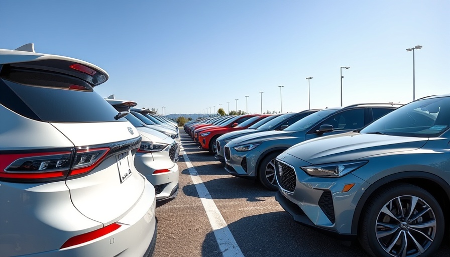 Row of cars in a lot related to best car shipping companies in Wyoming.