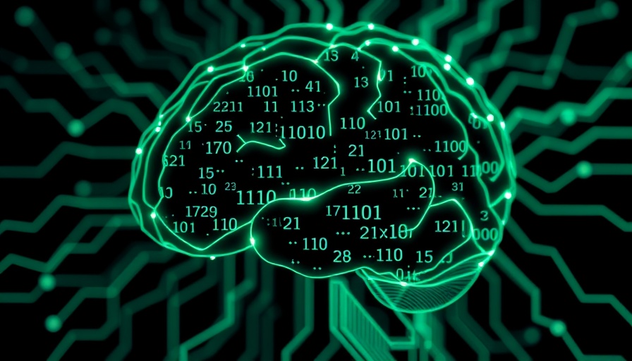 IBM AI Granite Embedding Models: Digital brain circuit with binary code.