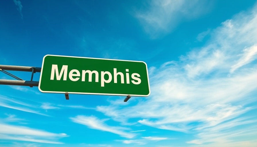 Memphis highway sign under blue sky.