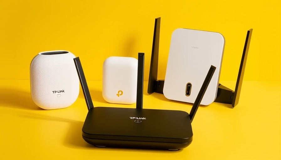 Discounts on TP-Link routers, Deco 6E mesh WiFi on yellow backdrop.