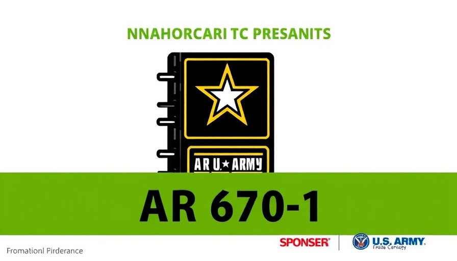 Informative graphic on Army Directive with emblem and notebook.