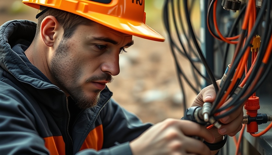 Technician installing fiber cable for smart home setup