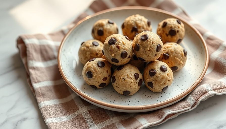 Healthy family meals - chocolate chip energy bites on speckled plate.