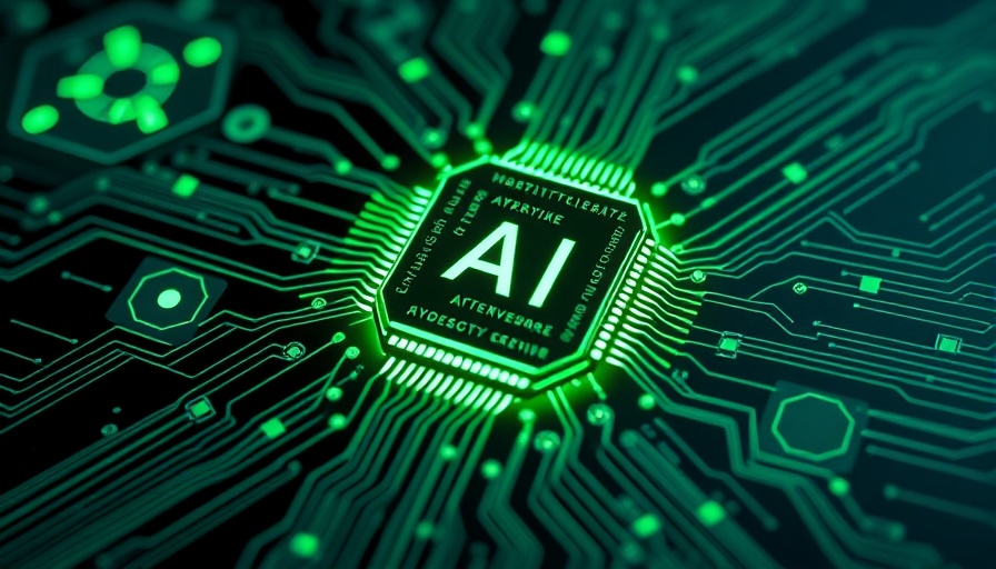 Futuristic AI microchip with interface panels showcasing AI breakthroughs.
