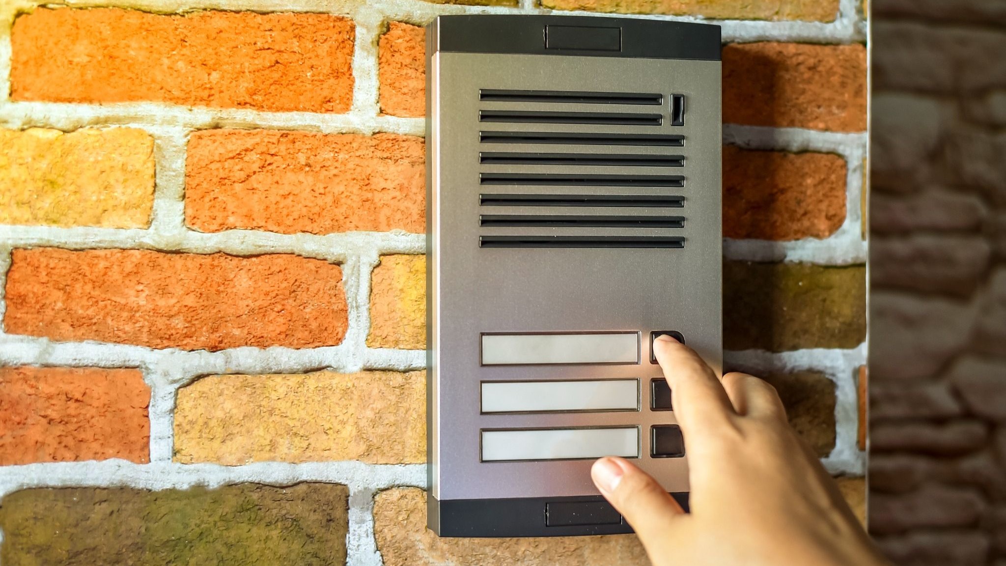 Modern video doorbells with chimes in a collage display.