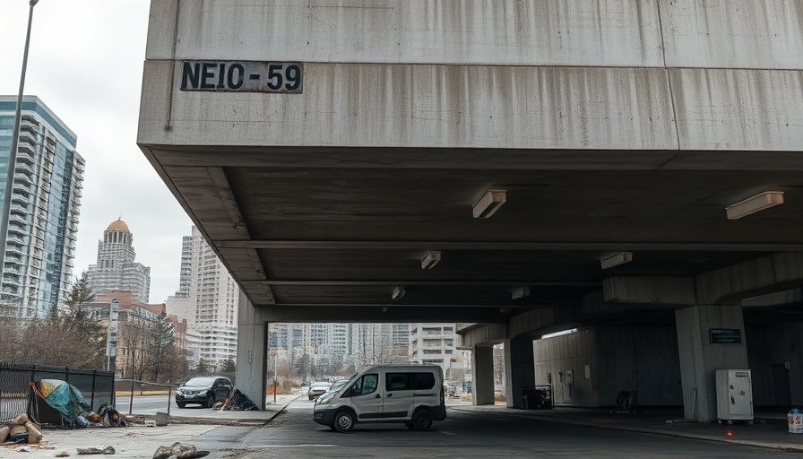 Omaha underpass with homeless encampment highlighting urban issue.