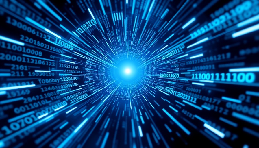 Futuristic digital data stream symbolizing broadband infrastructure funding.
