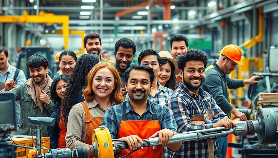 Diverse individuals engaged in industrial tasks, highlighting workplace inclusion.