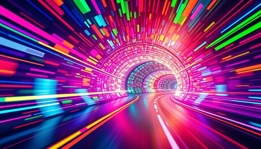Colorful abstract tunnel symbolizing high-speed data for fixing Wi-Fi.