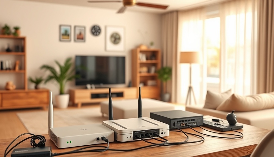 Modern home Wi-Fi setup with routers on a desk in Omaha