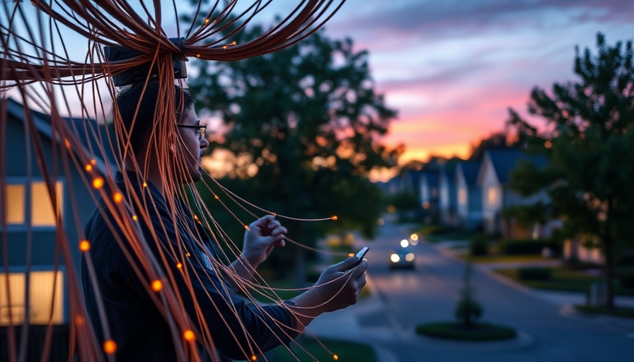 Fiber optic cables installation during twilight in China Grove.