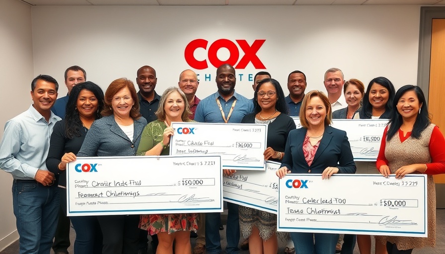 Cox Charities grants recipients holding checks.