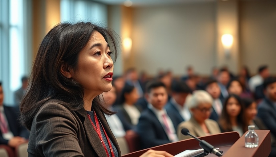 Asian woman speaks at University of Nebraska Omaha event.