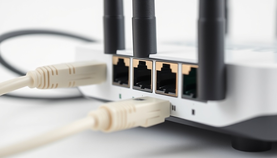 Close-up of a wireless router with Ethernet cables in Australia wireless router market growth.