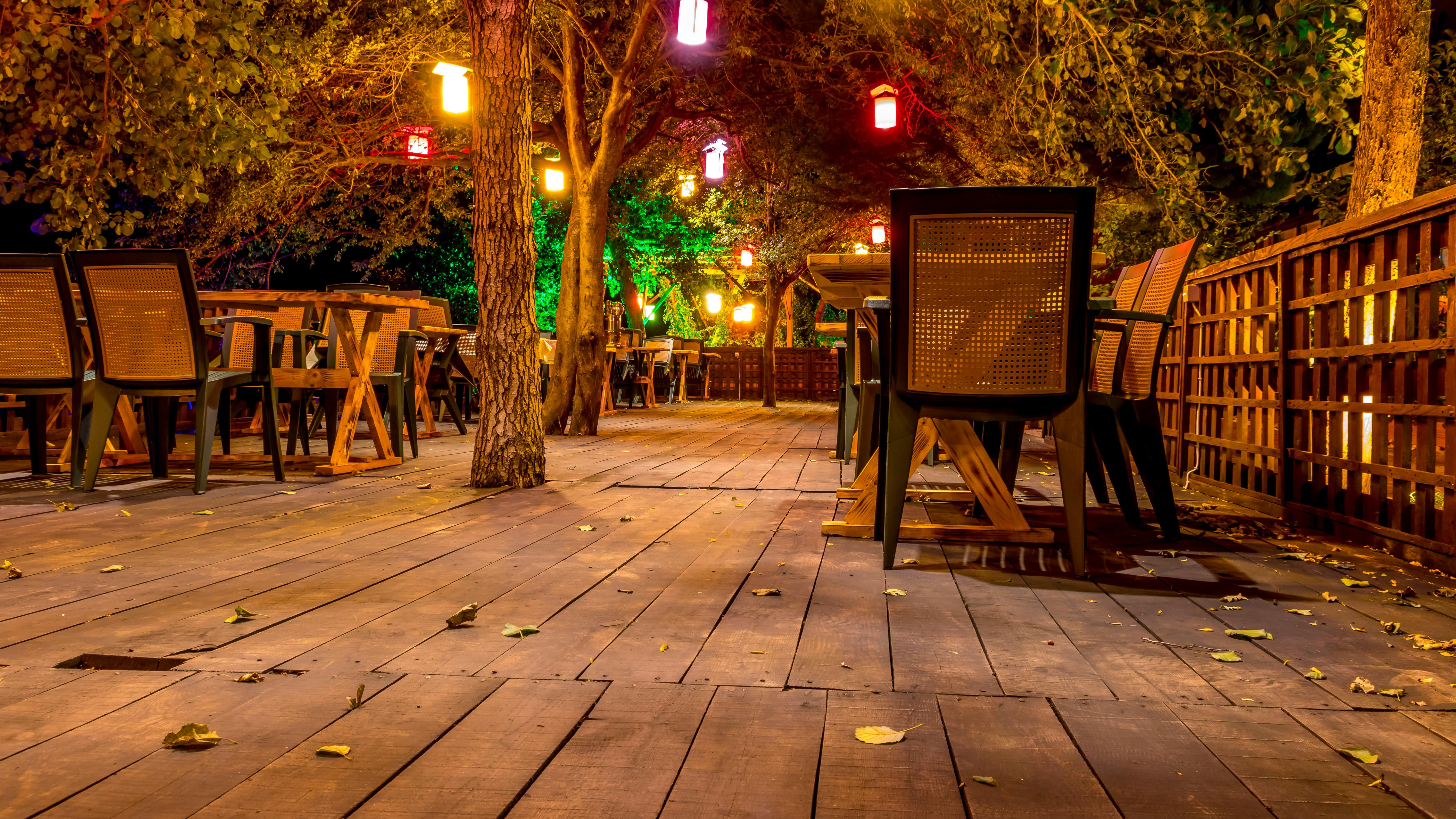 Charming patio with string lights, a top spot among best patios in Omaha.