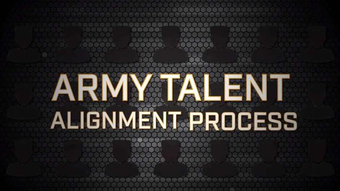 Army Talent Alignment Process text on dark textured background.