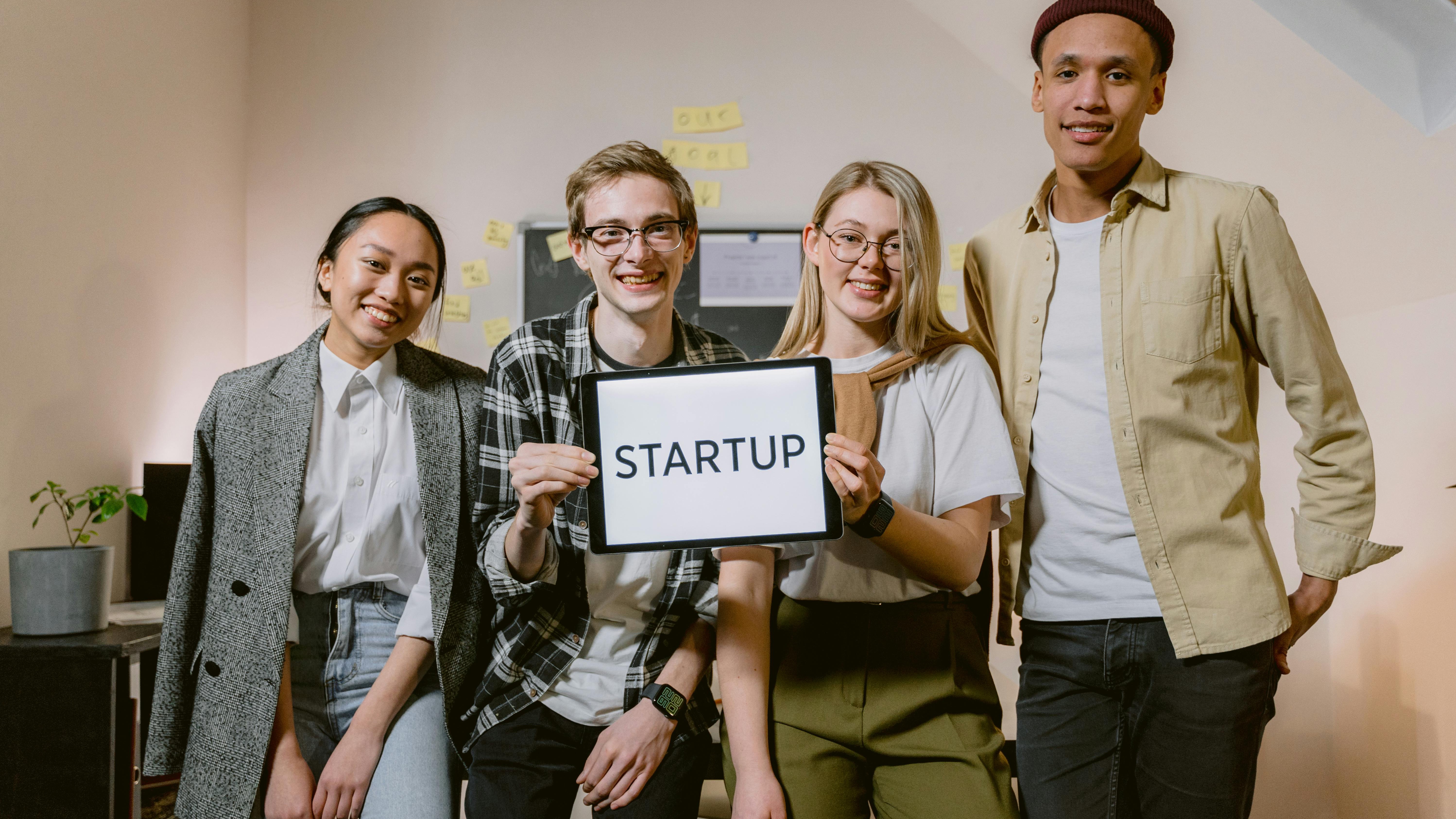 Portraits of two business professionals in an office setting, AI-Powered Consulting Startups.