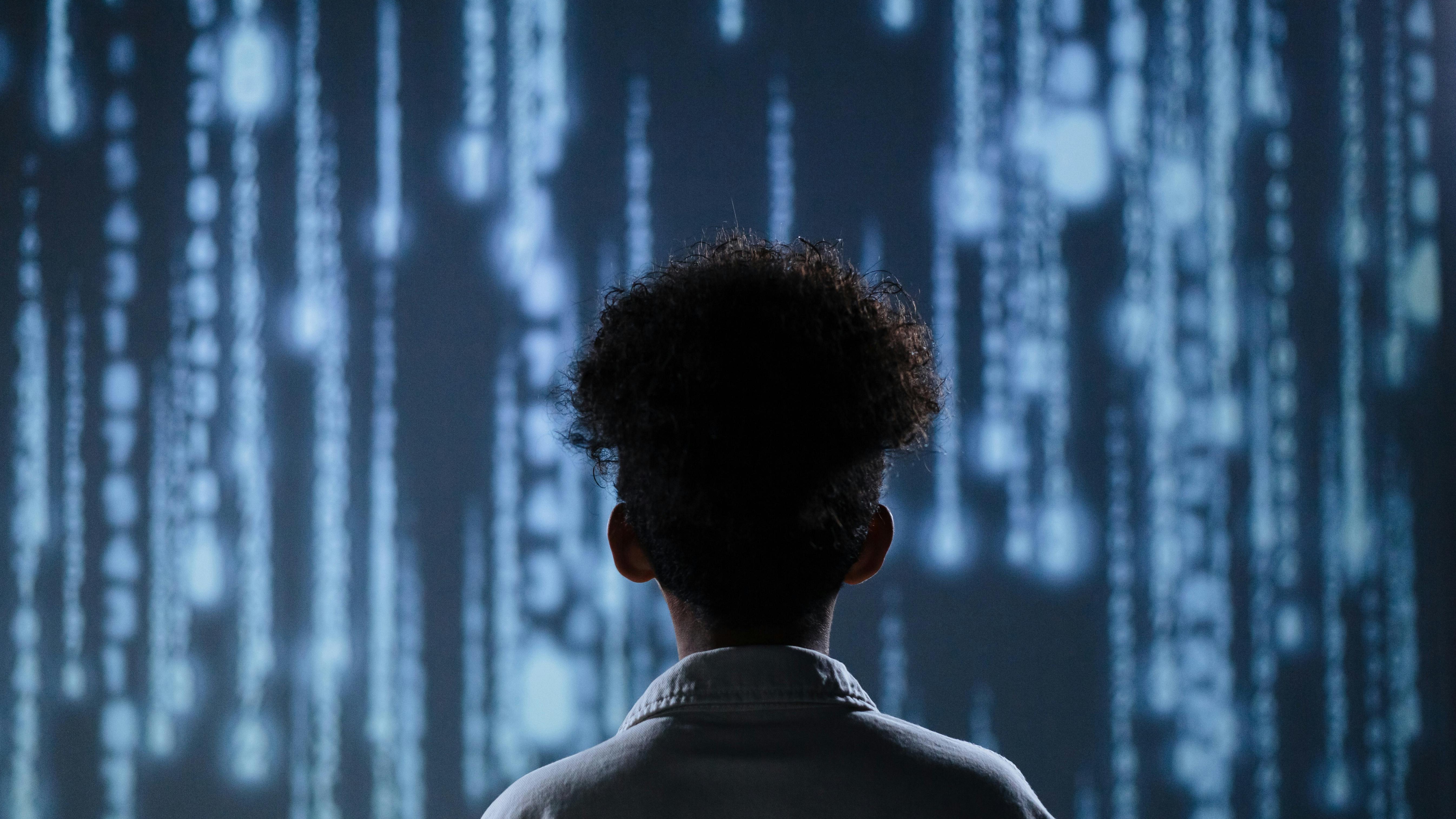 Abstract digital streams representing corporate AI disclosure best practices.