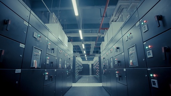 Expansive futuristic landscape with AI infrastructure power challenge elements.