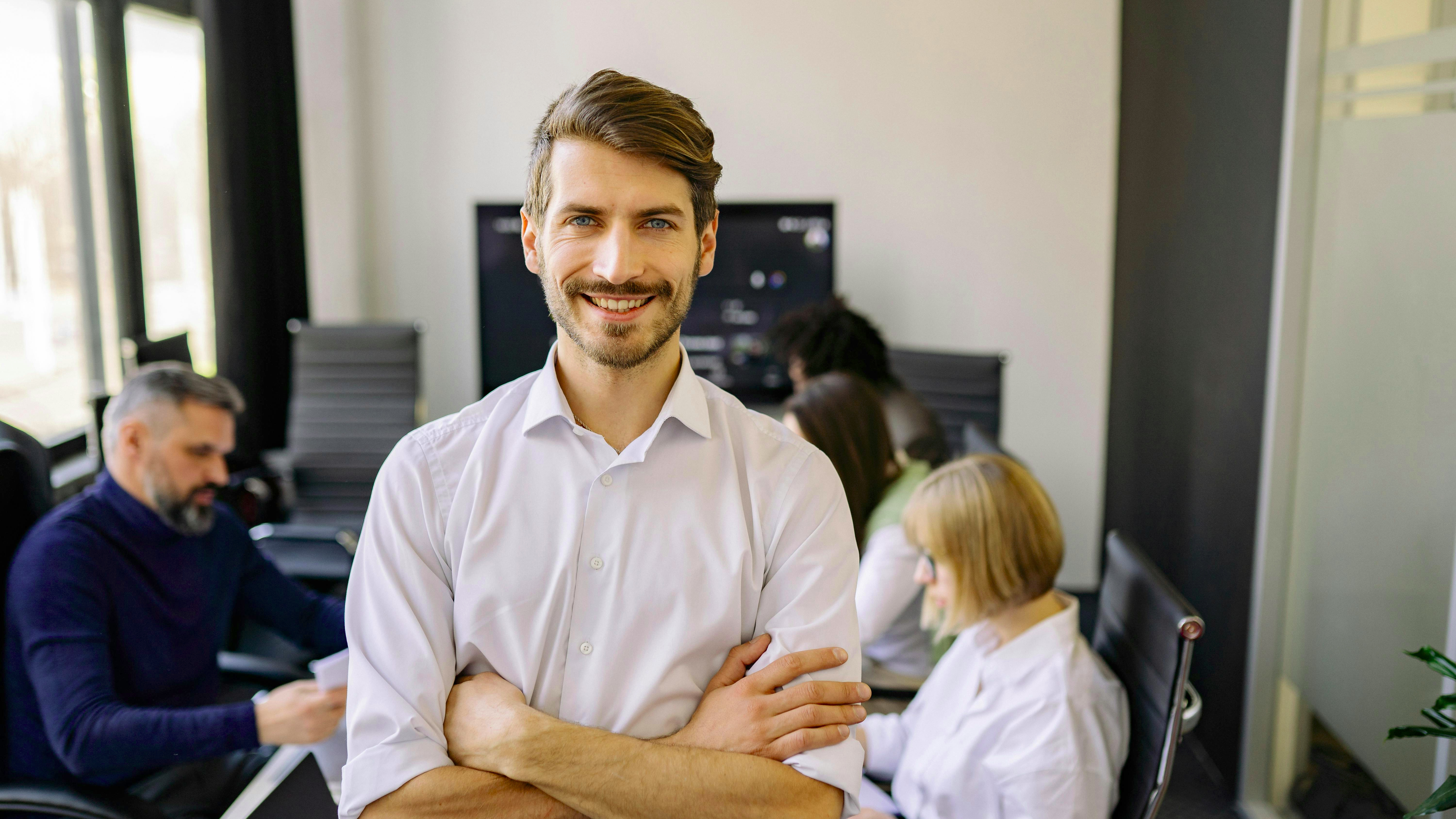 7 Rules of Power promotional podcast image with professional male portrait.